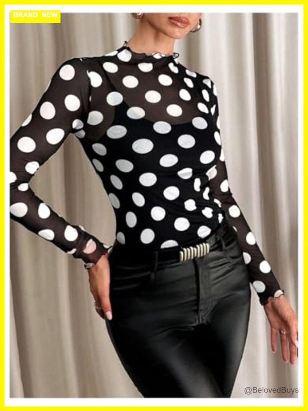 Sheer Leopard Print Crop Top Mock Neck Long Sleeve Lettuce Trim Mesh T-Shirt - Picture 3 of 7
